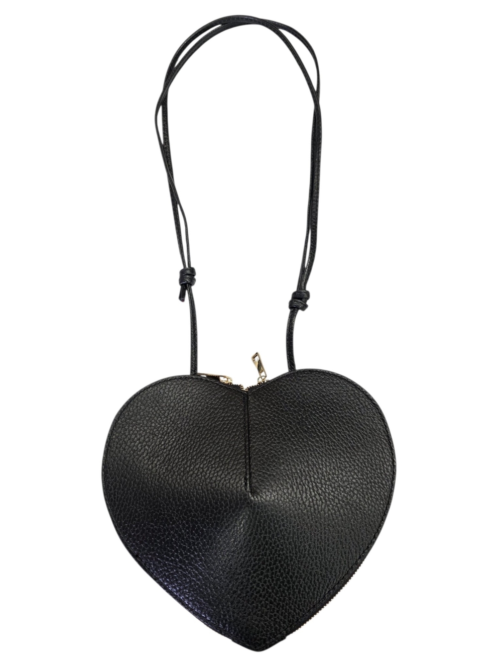 Geniune  Italian leather Black Heart Crossbody Bag with Gold-Tone Zip